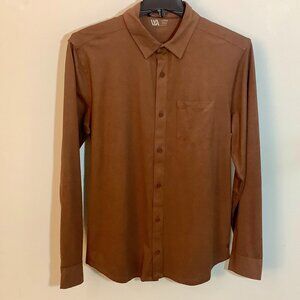 Mens VRST  Brown Long Sleeve Button Dress/Casual  Shirt Large  Stretch NWT